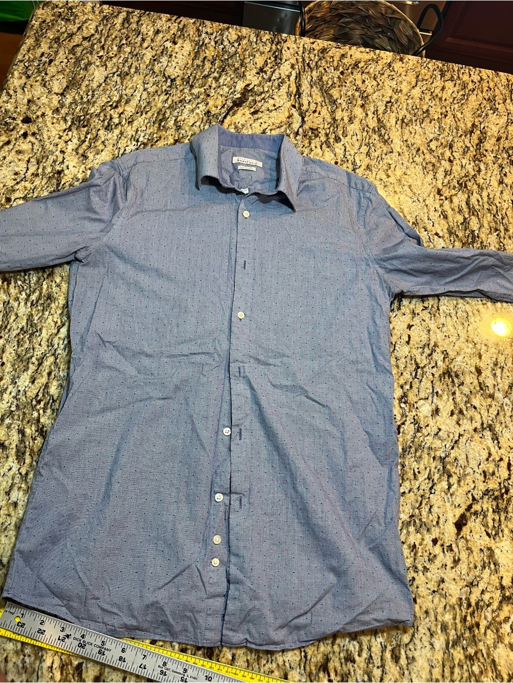 Perry Ellis Portfolio Men's Blue Button-Down Dress Shirt 15 1/2 slim fit